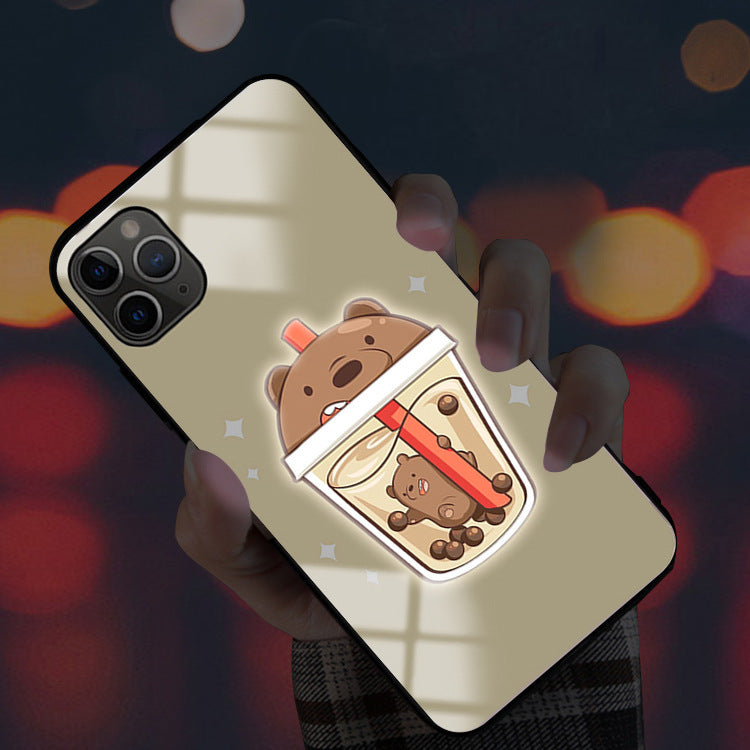Luminous Glass Cartoon phone case