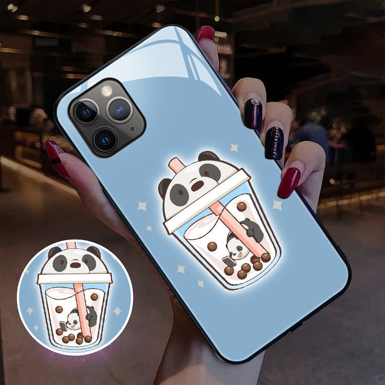 Luminous Glass Cartoon phone case