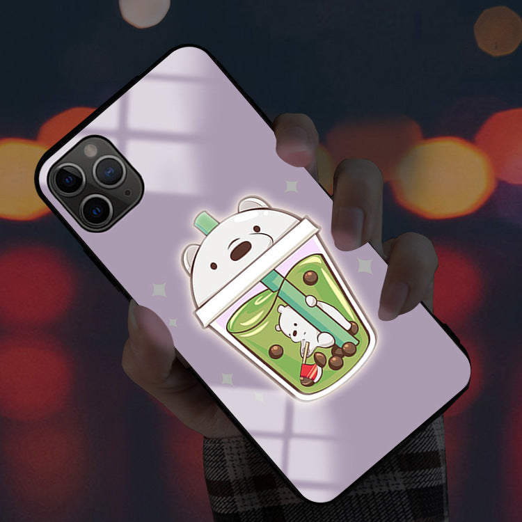 Luminous Glass Cartoon phone case