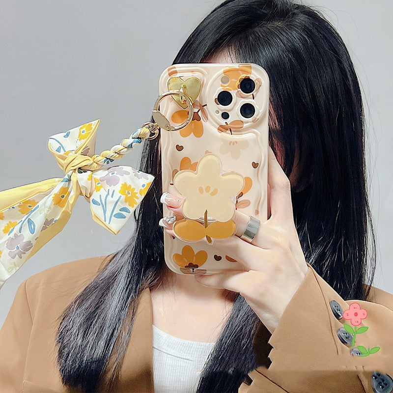 Leaves And Flowers With Bow Silk Scarf Phone Cases
