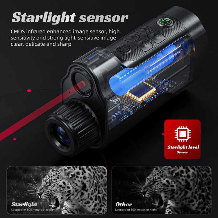 Cross-Border 2-inch Low Light 329 Night Vision Instrument Outdoor HD Digital Telescope Infrared Full Color Single Tube Night Vision Instrument Device