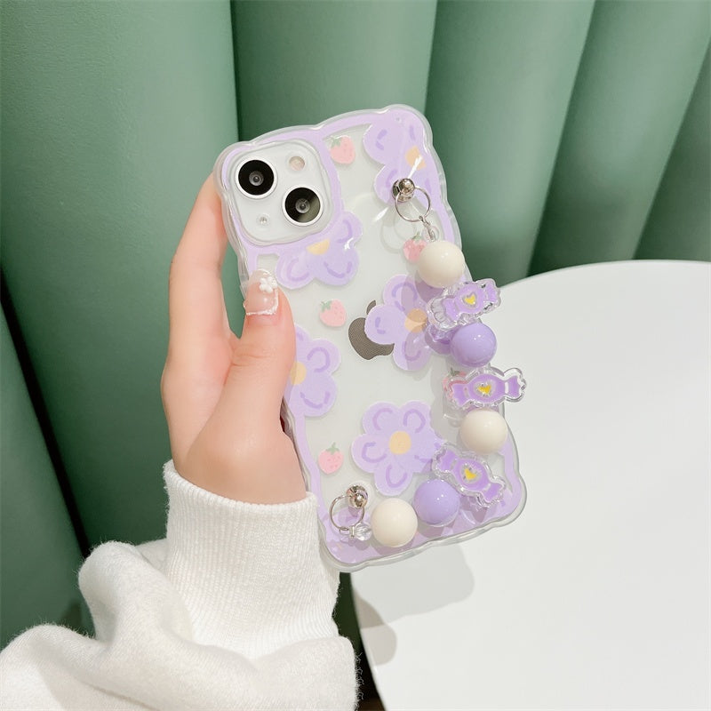 Purple Flower Chain For IP13 Transparent Phone Case