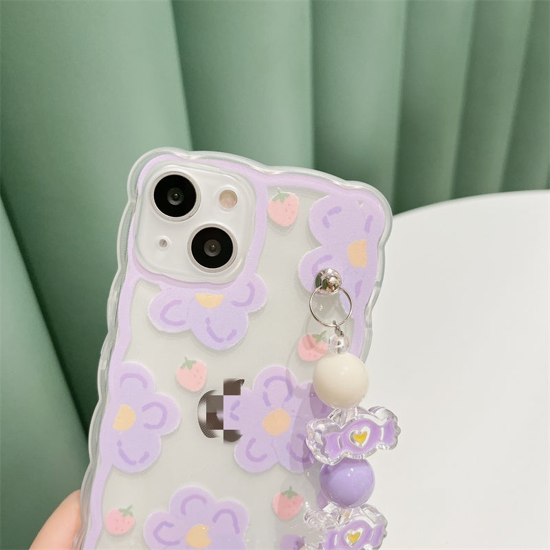 Purple Flower Chain For IP13 Transparent Phone Case