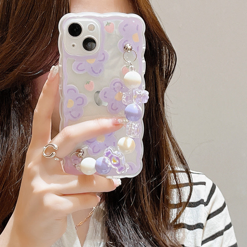 Purple Flower Chain For IP13 Transparent Phone Case