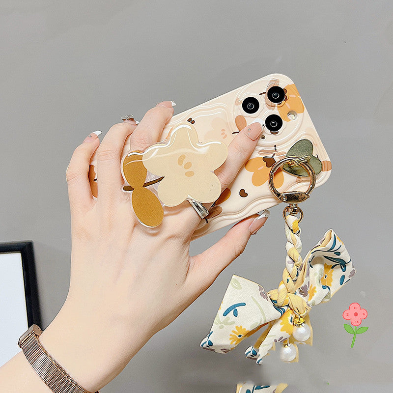 Leaves And Flowers With Bow Silk Scarf Phone Cases