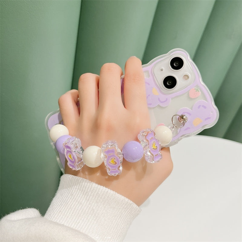 Purple Flower Chain For IP13 Transparent Phone Case