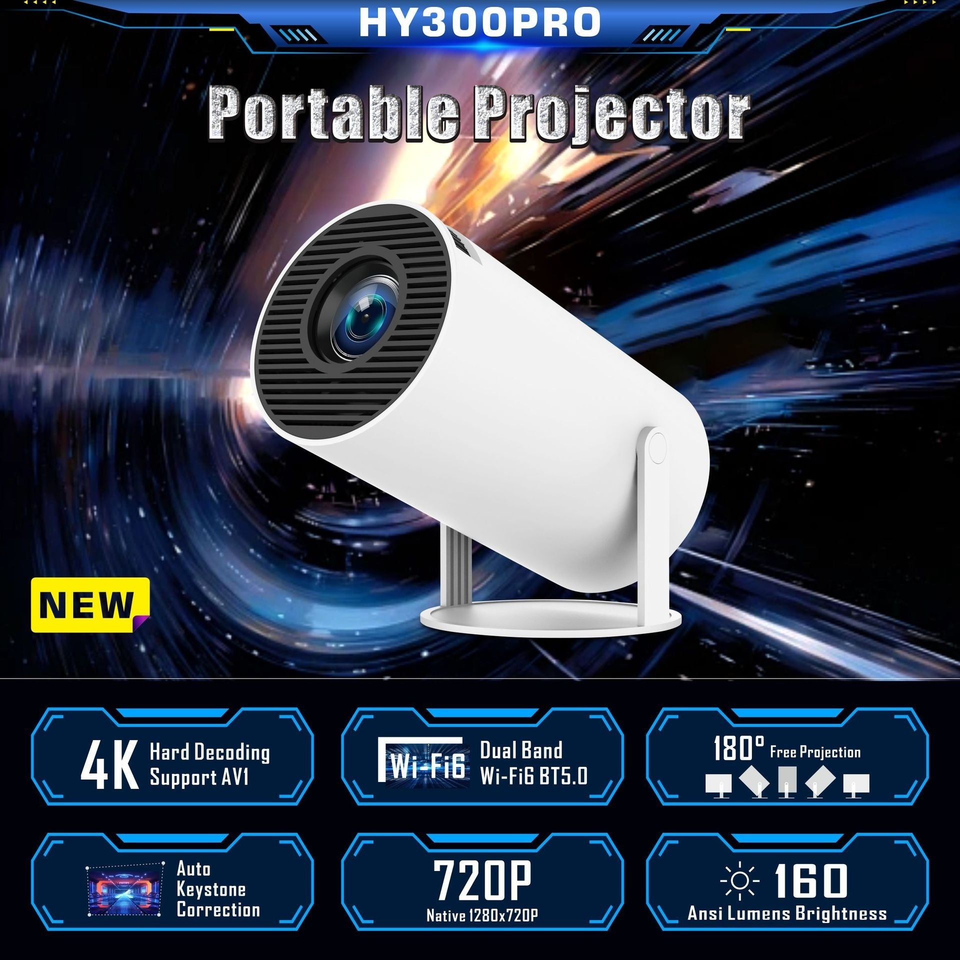 HY300 Pro Home Theater Entertainment Portable Small Projector