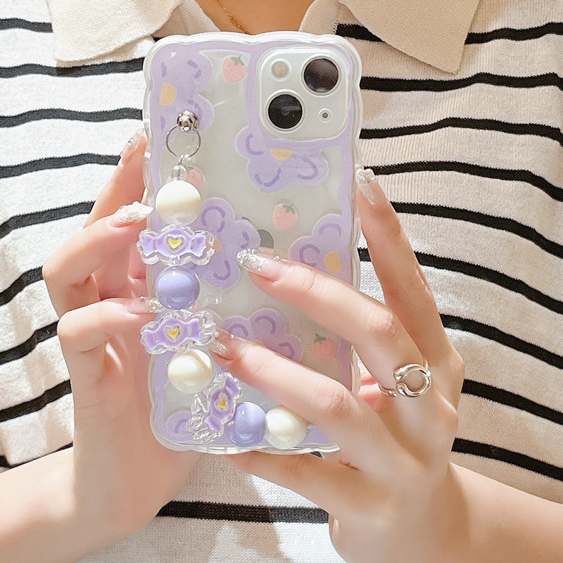 Purple Flower Chain For IP13 Transparent Phone Case